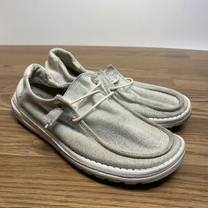 Hey Dude Women's Wendy Slip-On Stretch Shoes US 8 Sparkling White Walking Shoes